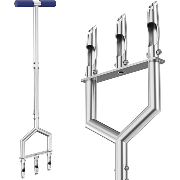 Manual Push Core Aerator Lawn Tool: Semi-Assembled Lawn Aerator with 3 Replaceable Hollow Tine - Yard Aeration Tool for Lawn Grass Plug Air Aerators, Handheld Lawn Care Coring Soil Aerator - Orange