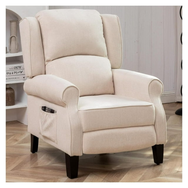Manual Pushback Recliner Chair Adjustable Adults Reclining Fabric