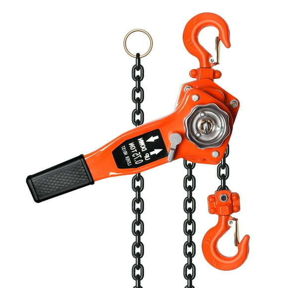 Manual Ratchet Chain Puller Hoist, 0.24*0.72in Chain 10FT Height, G80 Chain 360Rotation Hook, for Dock Garage
