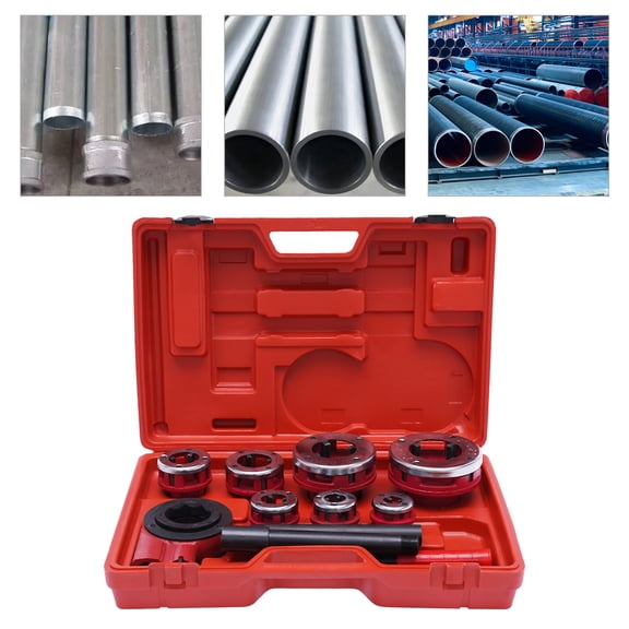Manual Ratcheting Pipe Threading Tool Set, Pipe Threader Tool Set, Pipe Threading Tool with 7 Dies