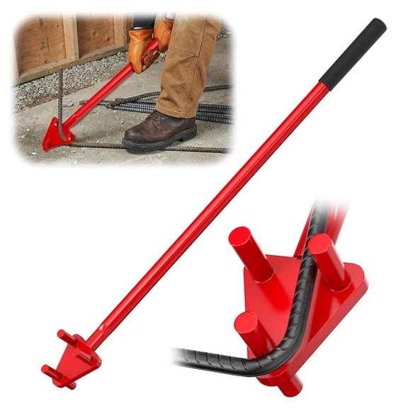 Manual Rebar Bender for 5/8 Rebar Bars, Heavy Duty Hand Operated Bending Machine Style Tool for Flat Bar & Rod Bending, Solid Steel Lever with Cast Steel Reverse Head