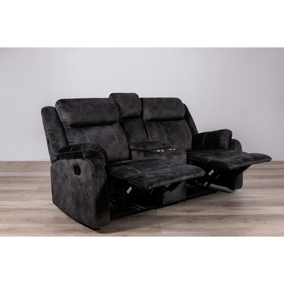 Manual Recline Suede - like Gray Chair / Comfortable Seat with Storage Drawer