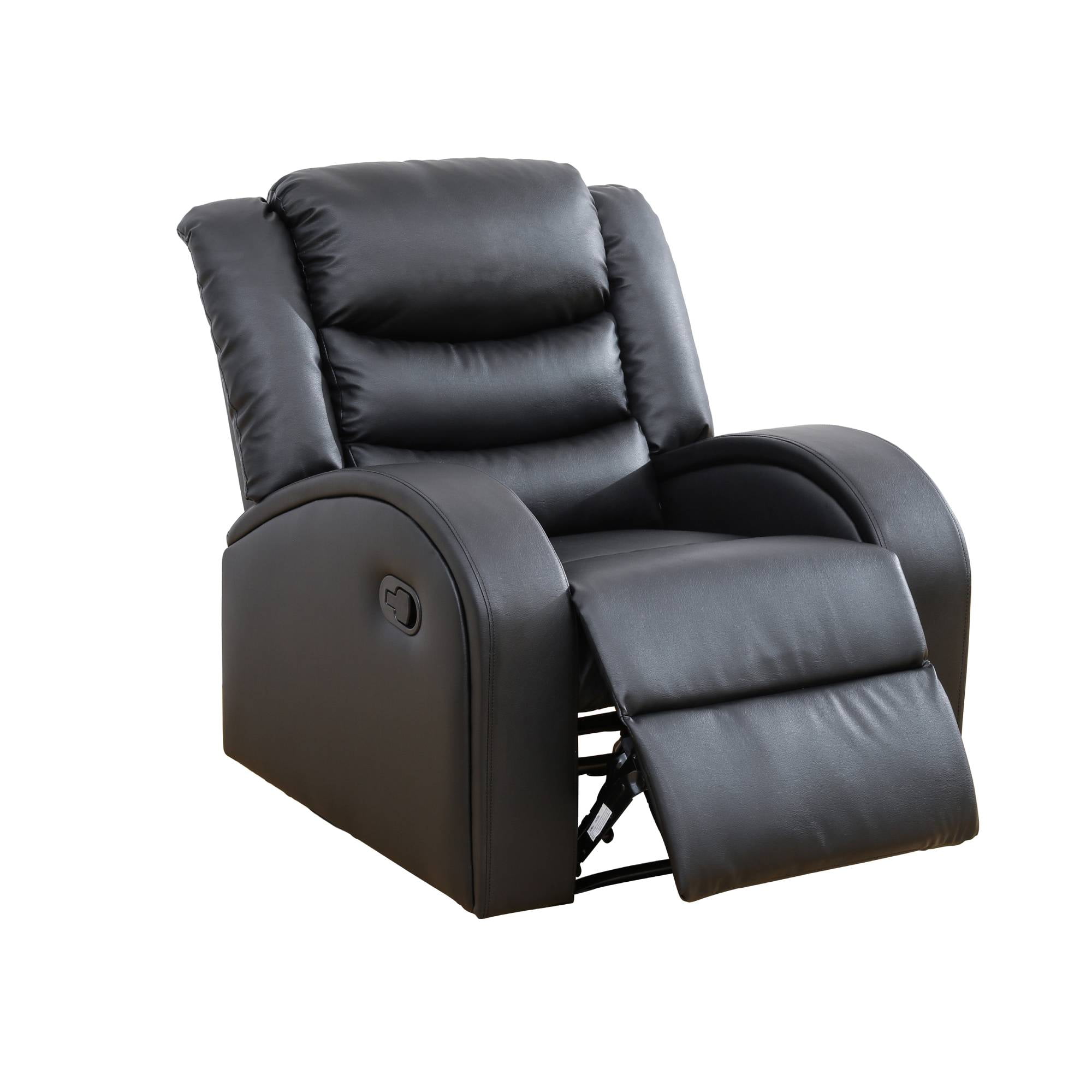 Manual Recliner Chair Leather Reclining Sofa Couch Home Theater Seating Seats for Living Room, Black