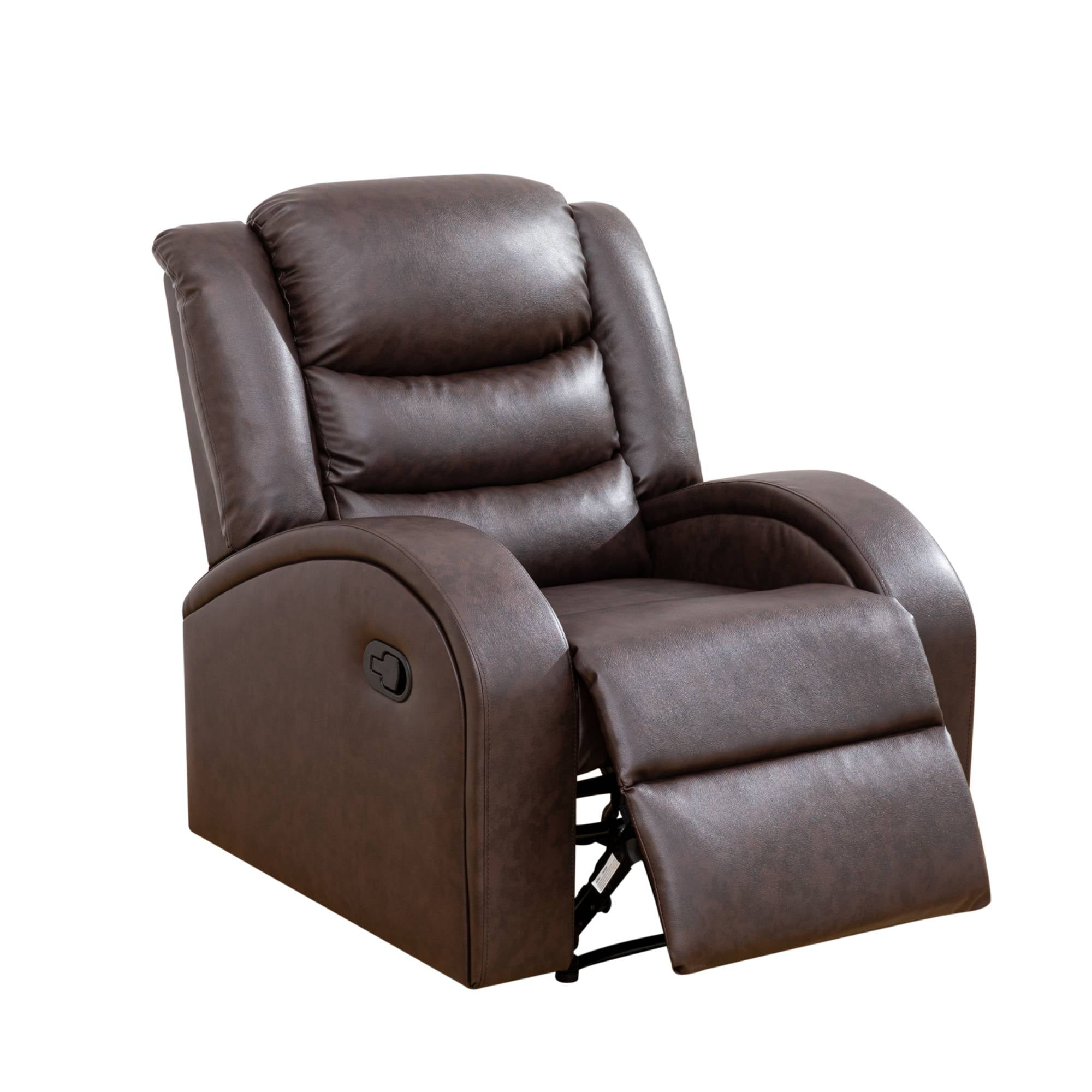 Manual Recliner Chair Leather Reclining Sofa Couch Home Theater Seating Seats for Living Room, Brown
