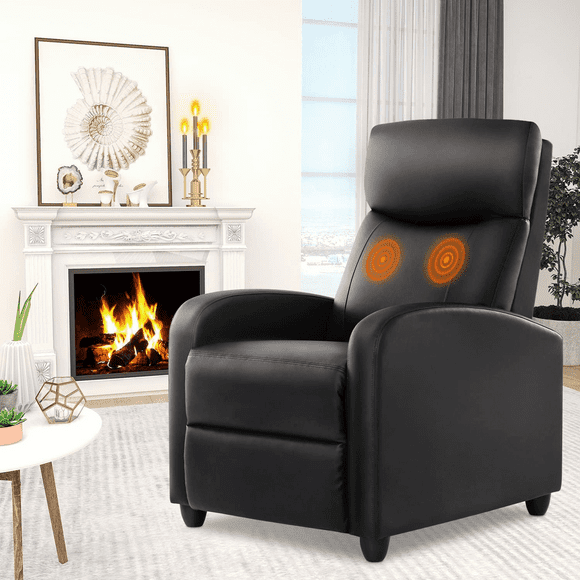 Manual Recliner Chair with Massage and Heating, 90°-160° Adjustable Reclining Sofa, Heavy Duty Rocker Chair with Cup Holders, Lumbar Heat & 8 Modes for Living Room, Bedroom, Home Theater (Grey/Black)
