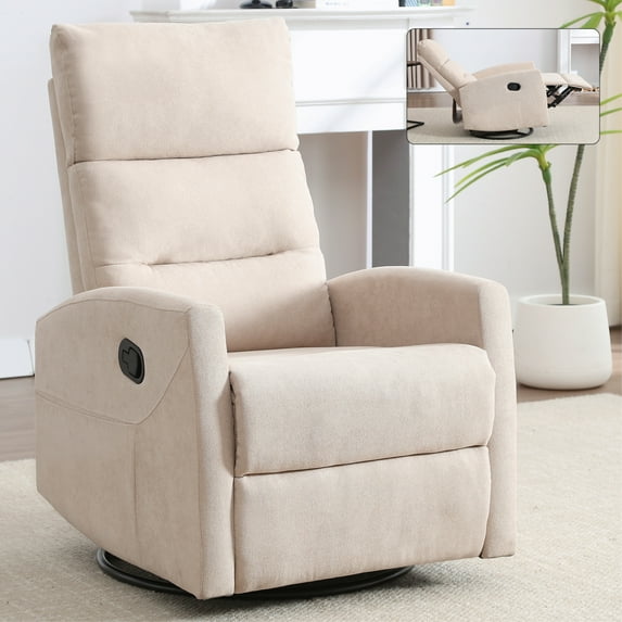 Manual Recliner Chair for Living Room,Swivel Recliner Chair with Footrest,Beige