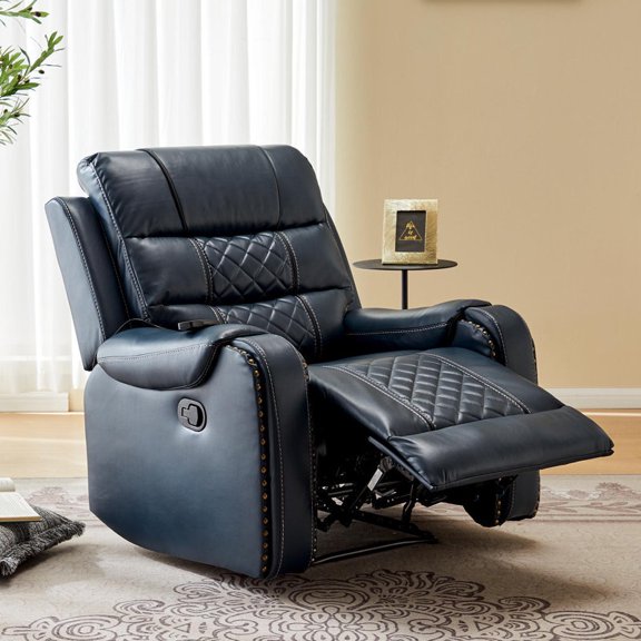 Manual Recliner with Massage and Heating Functions – Faux Leather Single Sofa with Generous Padding and Side Pocket; Suitable for Living Room, Bedroom, and Home Theater