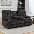 thumbnail image 1 of Manual Recliner Sofa, 3 Seater Reclining Couch with Fold-Down Console and Hidden Storage, Double Padded Recliner Sofa for Living Room, Apartment, RV (Grey), 1 of 10