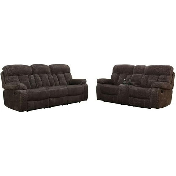 Manual Recliner Sofa Set,Microfiber Reclining Couch Set,Modern Living Room Furniture Set,Reclining Sofa Couch Chair for Living Room Home Office(Dark Brown,2 Pieces Set)