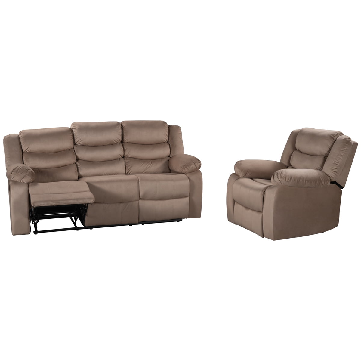 Manual Recliner Sofa, Upholstered Reclining Sofa Set Velvet Home