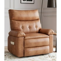 Manual Recliner Swivel Chair with Side Pocket, PU Leather Living Room Recliner, Space-Saving Single Sofa for Bedroom, Nursery & RV