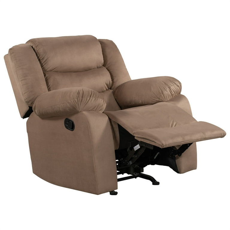 Manual Recliner Upholstered Reclining Chair Sofa Velvet Home Theater Seating with Pull Handle Extending Footrest Overstuffed Single Reclining Sofa Movie Chair with Adjustable Positions Brown Walmart.c...
