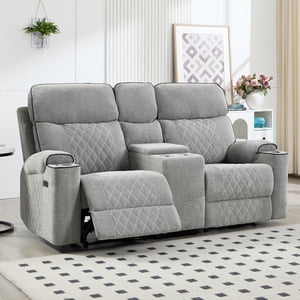 Manual Reclining Loveseat,1+2 Pieces Overstuffed Fabric Recliner Sofa set with Heating and Vibration,Individual Recline Function for Living Room(Dark Gray,Chair+Loveseat)