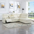 thumbnail image 1 of Manual Reclining Sectional Sofa Set, PU Leather Adjustable Recliner L-Shape Sectional Couch with Console & Cup Holders for Living Room (Beige), 1 of 9
