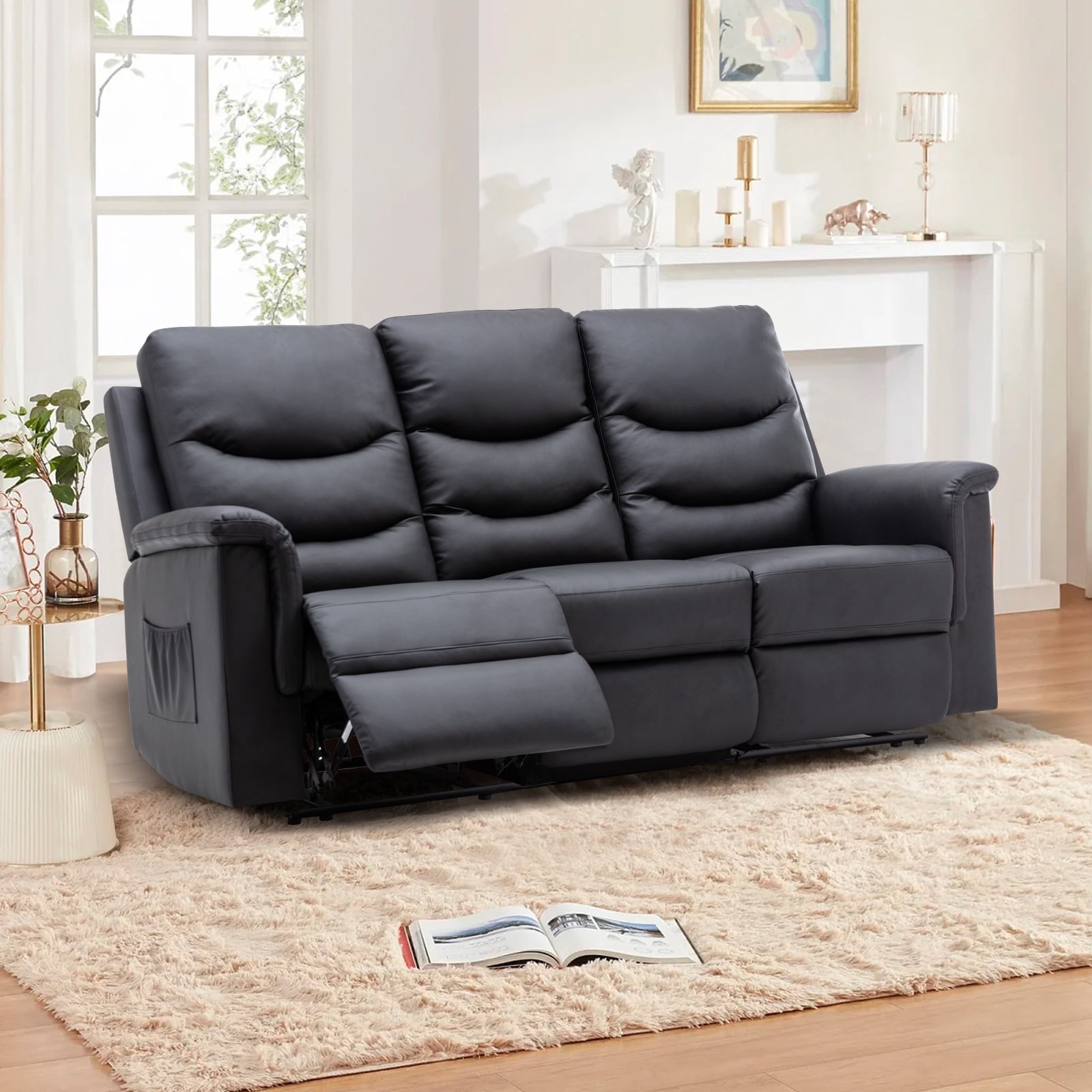 Manual Reclining Sofa, 78'' Wall-Hugger Double Reclining Sofa ...