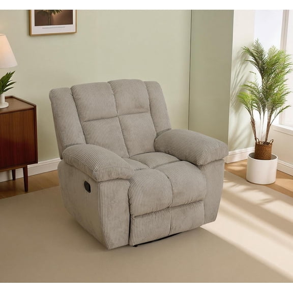Manual Reclining Sofa Set,Corduroy Recliner Chair for Small Space/Rv, Wall Hugger Recliner for Living Room/Theater Seating/Office(Single Chair 1PC,Gray)