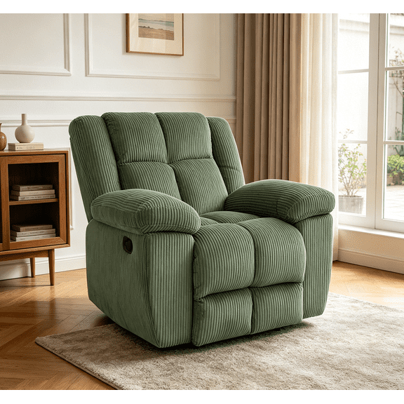 Manual Reclining Sofa Set,Corduroy Recliner Chair for Small Space/Rv, Wall Hugger Recliner for Living Room/Theater Seating/Office(Single Chair 1PC,Gray)