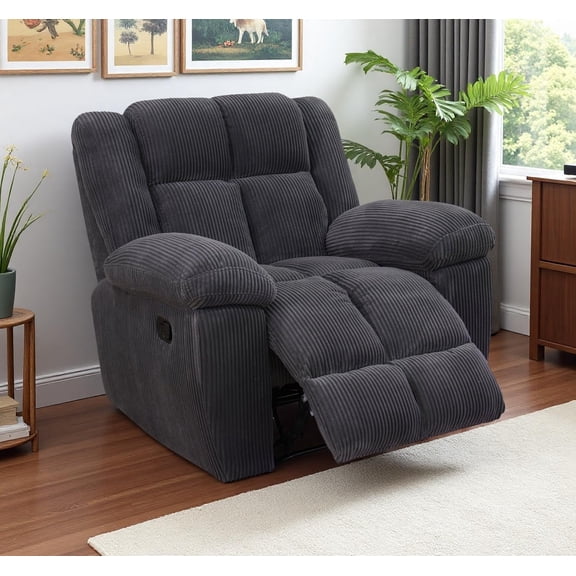 Manual Reclining Sofa Set,Corduroy Recliner Chair for Small Space/Rv, Wall Hugger Recliner for Living Room/Theater Seating/Office(Single Chair 1PC,Gray)