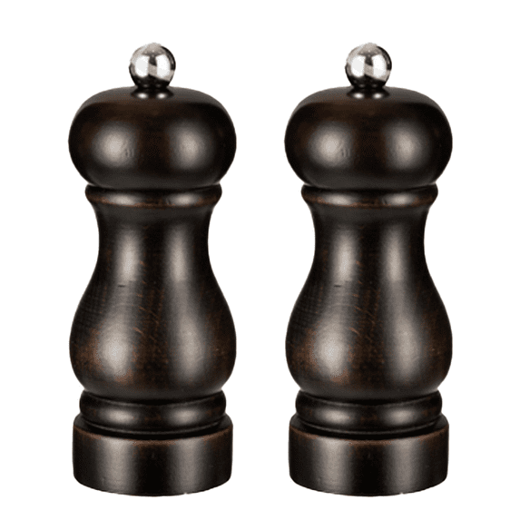 Manual Refillable Solid oak Wood Salt Shaker and Pepper Grinder Spice Mill Set Ceramic Rotor Steel Core with Strong Adjustable Coarseness (Set of 2, oak )