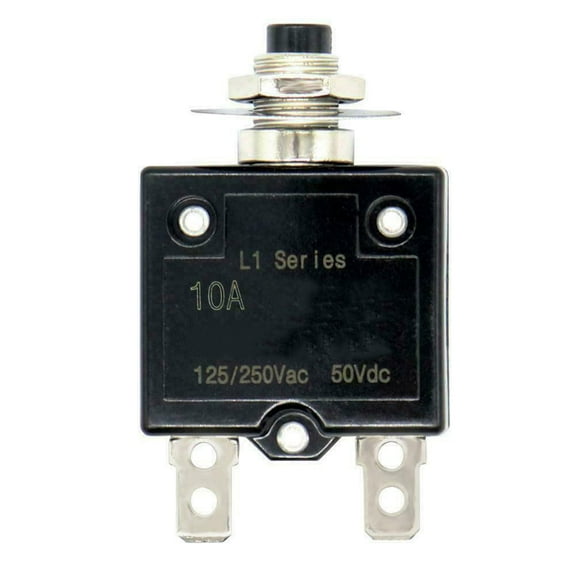 Manual Reset Overload Protector for Motor 50Vdc 125-250V Circuit Breaker with Button High Current Protection Device Industrial Grade Safety Switch(10A)
