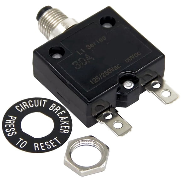 Manual Reset Overload Protector for Motor 50Vdc 125-250V Circuit Breaker with Button High Current Protection Device Industrial Grade Safety Switch(30A)
