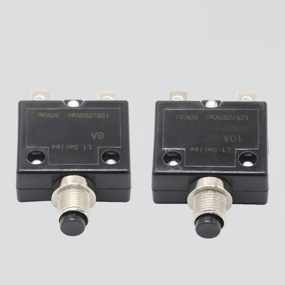 Manual Reset Overload Protector for Motor 50Vdc 125-250V Circuit Breaker with Button High Current Protection Device Industrial Grade Safety Switch(8A)