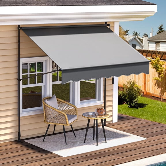 Manual Retractable Awning, Outdoor Sun Shade Window Awning with UV Protection, Waterproof Patio Canopy Awnings for Doors, Windows, Decks