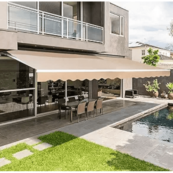 Manual Retractable Patio Awning,Sun Shade Awning with Manual Crank Handle,Adjustable Window Door Shelter Awning with Heavy Duty Aluminum Frame Polyester Fabric for Patio/Balcony/Yard