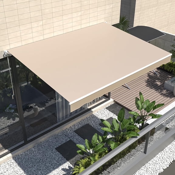 Manual Retractable Patio Awning,Sun Shade Awning with Manual Crank Handle,Adjustable Window Door Shelter Awning with Heavy Duty Aluminum Frame Polyester Fabric for Patio/Balcony/Yard