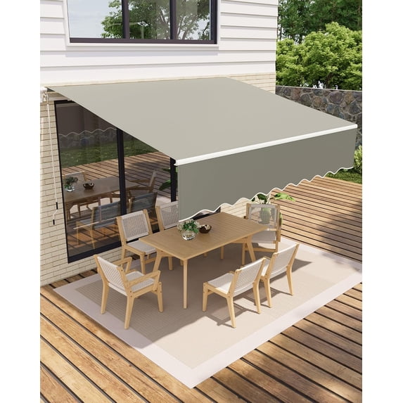 Manual Retractable Patio Awning,Sun Shade Awning with Manual Crank Handle,Adjustable Window Door Shelter Awning with Heavy Duty Aluminum Frame Polyester Fabric for Patio/Balcony/Yard