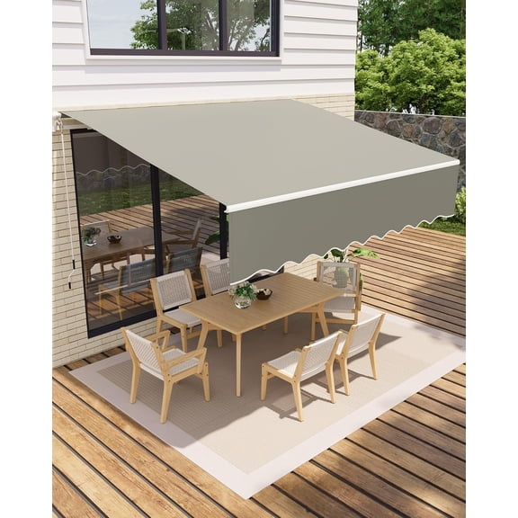 Manual Retractable Patio Awning,Sun Shade Awning with Manual Crank Handle,Adjustable Window Door Shelter Awning with Heavy Duty Aluminum Frame Polyester Fabric for Patio/Balcony/Yard