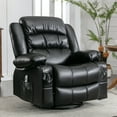 thumbnail image 1 of Manual Rocker Recliners, 360° Swivel Recliner Chair for Living Room, PU Leather Swivel Rocker Recliner with Massage and Heat, Home Theater Rocking Recliner with Cup Holder, Black, 1 of 8
