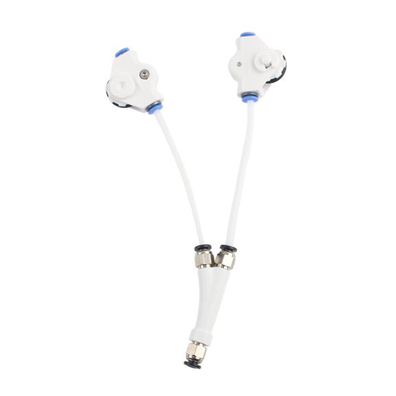 Manual Roller Filament Feeder for 3D Printer Y Shaped Double Input Guide Assembly with Blue Fittings and Metal Connector