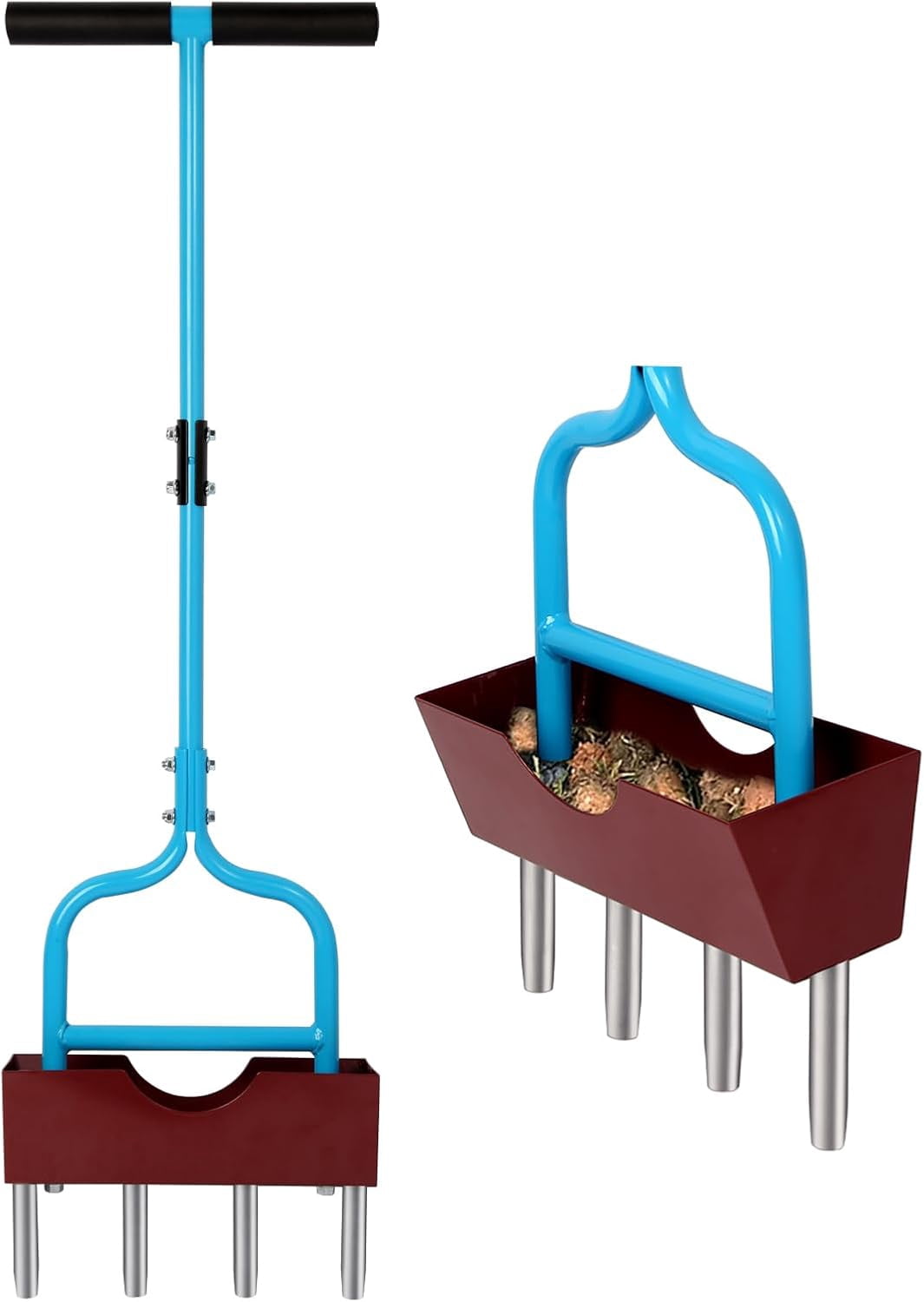 Manual Rolling Lawn Aerator with 38" Width, Heavy Duty Coring Tines and Removable Soil Catcher Tray