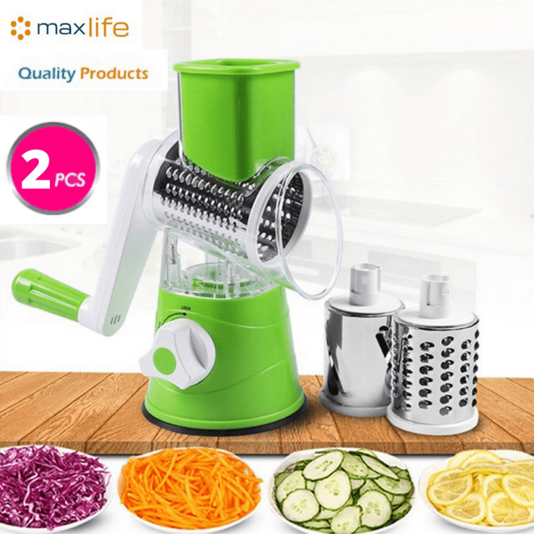 Manual Rotary Cheese Grater with Handle - Green (2 Pack), New