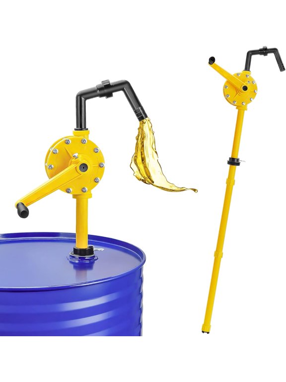 Manual Rotary Drum Pump for Chemical Liquids, 15-55 Gallon, 10 GPM Flow, Corrosion-Resistant Transfer Pump