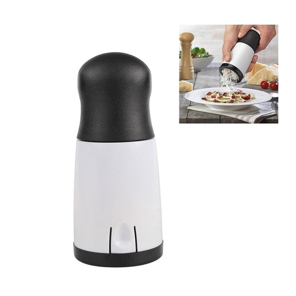 Manual Rotary Herb Cheese Grinder, 21cm Plastic Handheld with 2 Interchangeable Grating Discs, Quiet Mess-Free Tabletop Food Prep Tool for Cilantro, Hard Cheese, Spices