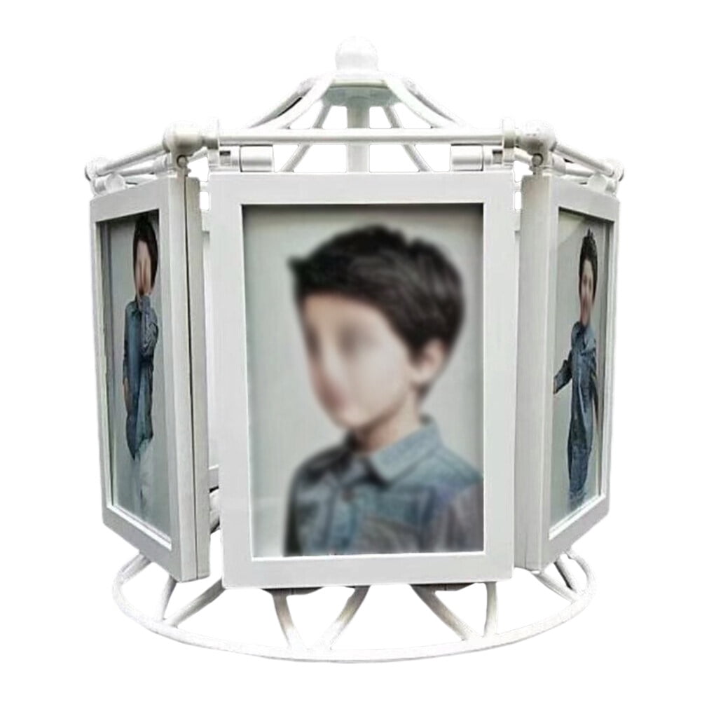 Line Up Rotation Frame Manual Rotation Photo Frame White LED Picture Child Office Rotating ...