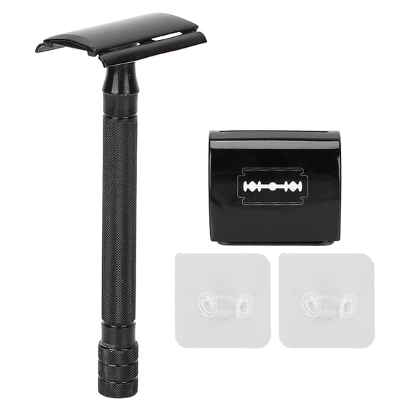 Manual Safety Razor, Long Handle Double Edge Shaver for Men, Metal Design, 6.7 inches / 17 cm Length