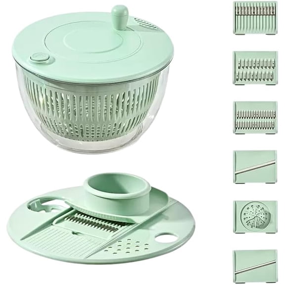 Manual Salad Spinner 5.3 Quart and Vegetable Slicer Set