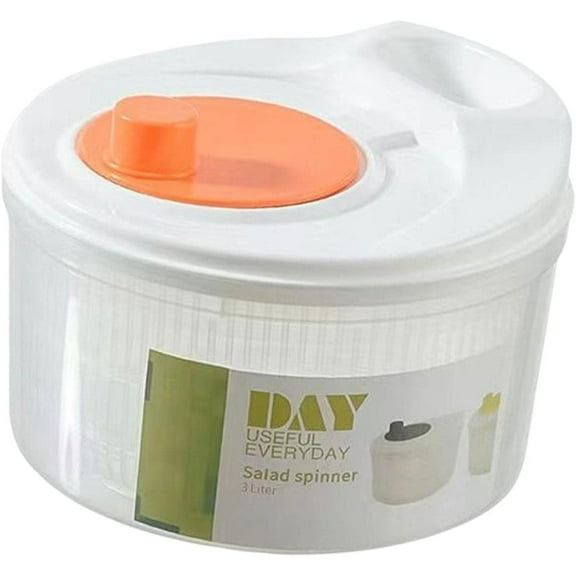 Manual Salad Vegetable Washer Kitchen Tools Pasta and Fries Veggie Bowl with Handle Compact Storage Easy Draining, Orange
