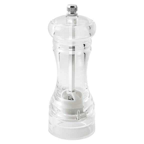 Manual Salt Mill - Transparent Adjustable Grinder for Rock Salt - Acrylic, Clear, 5 Inches
