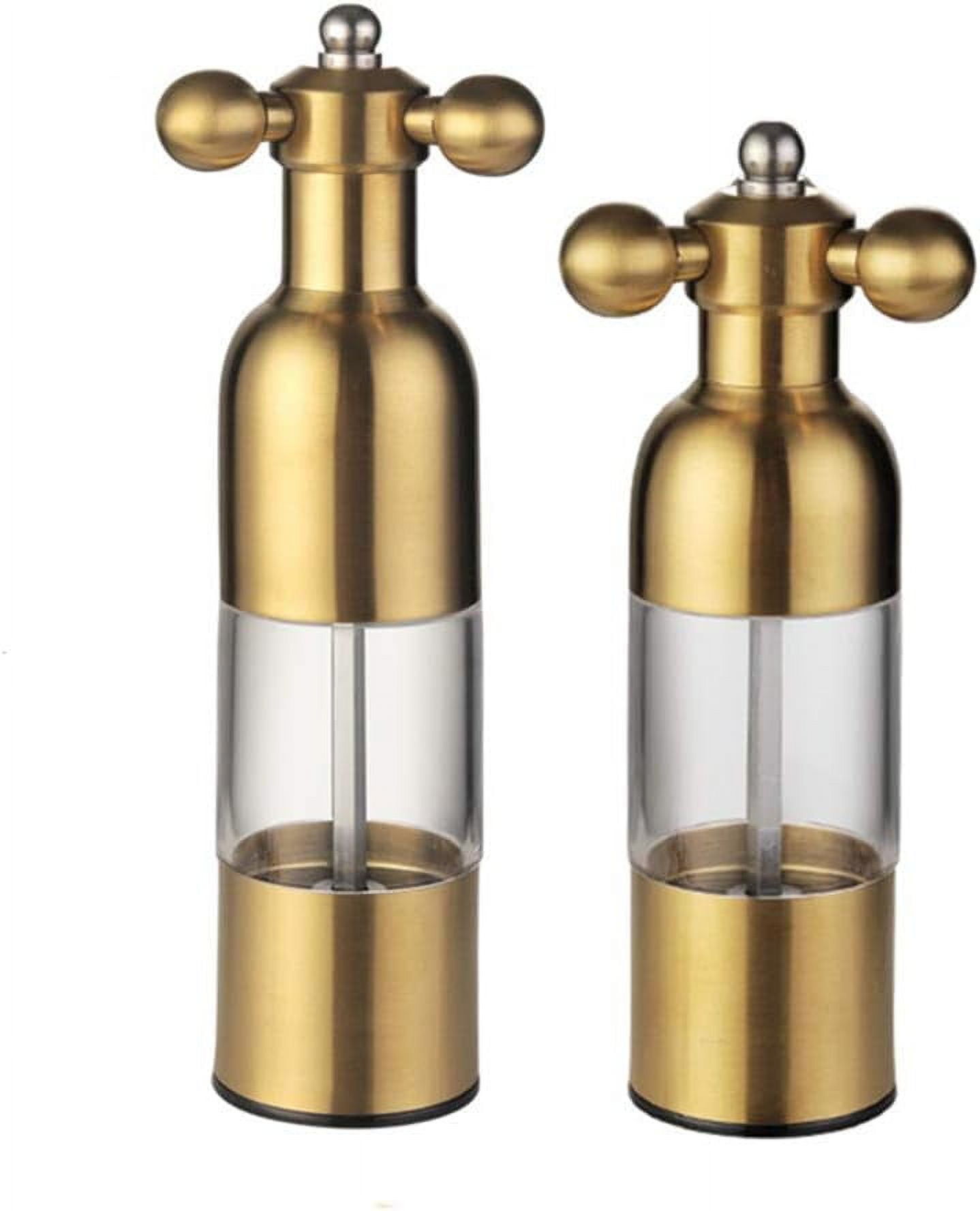 Manual Salt Pepper Grinder Set 2 Pack, Stainless Steel Faucet Shaker Mill Gold