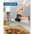 thumbnail image 1 of Manual Salt and Pepper Grinder Set For Professional Chef, Refillable Salt and Pepper Shakers with Ceramic Blades, Adjustable Coarseness and BPA-free 180ml Glass Container, Tall Black White, 1 of 12