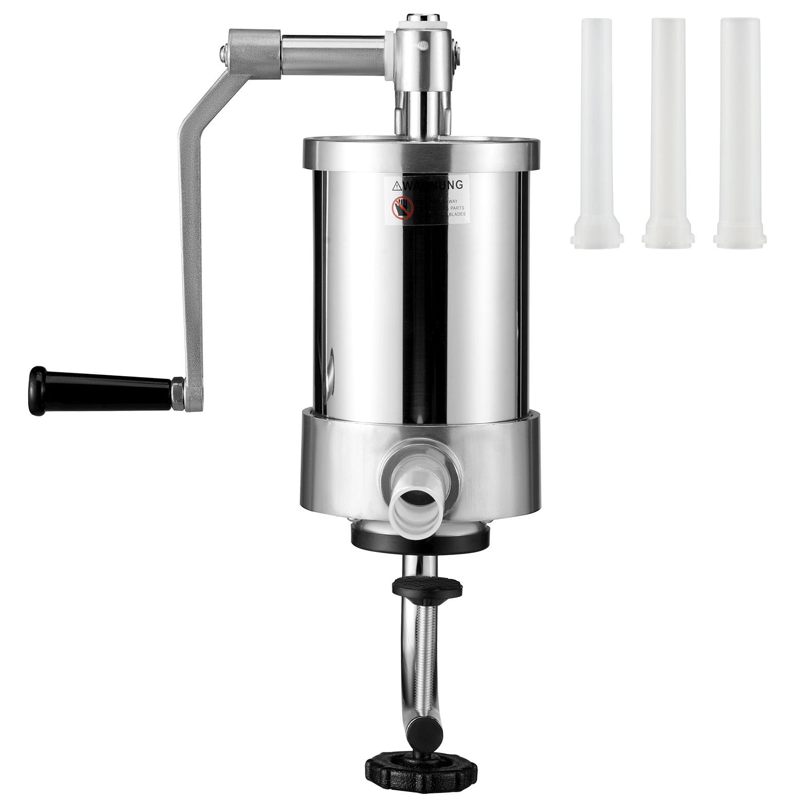 Manual Sausage Stuffer 2.5 lbs Capacity, 304 Stainless Steel, 3 Filling Tubes, Suction Base, Air Release Valve for Home Commercial Use