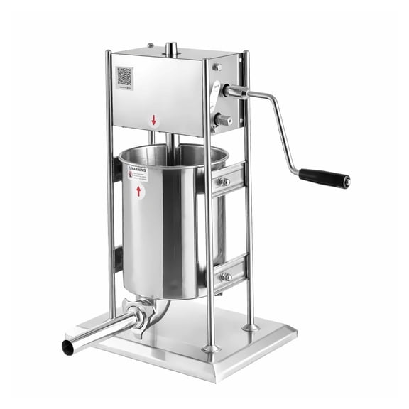 Manual Sausage Stuffer 22 LBS/10L, Stainless Steel Meat Filler Machine, Dual-Speed Sausage Maker with 5 Tubes, Vertical Heavy Duty Casing Filler for Home & Commercial Use