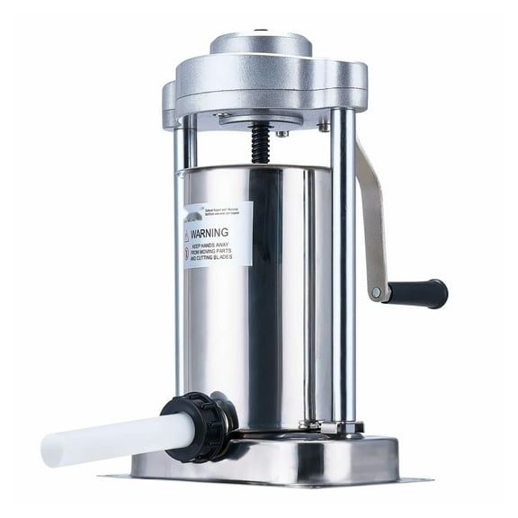 Manual Sausage Stuffer 2L Stainless Steel - Vertical Meat Filler Machine with 3 Tubes - Home & Commercial Use - Sausage Making Kit