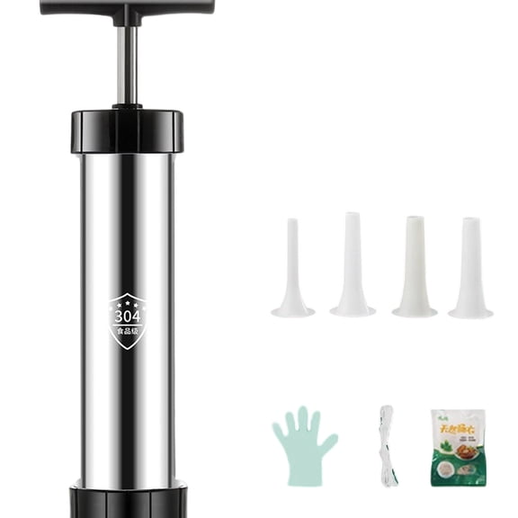 Manual Sausage Stuffer Machine, Household Meat Sausage Filler with Casing Tool, Labor-Saving Sausage Maker, Silver