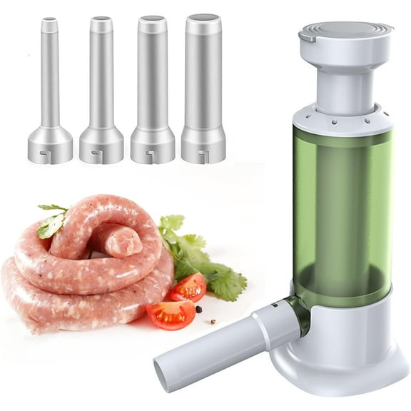 Manual Sausage Stuffer Machine with 4 Stuffing Tubes - Homemade Vertical Meat Filler Tool Kit for Household Kitchen 2.2 LBS Large Capacity