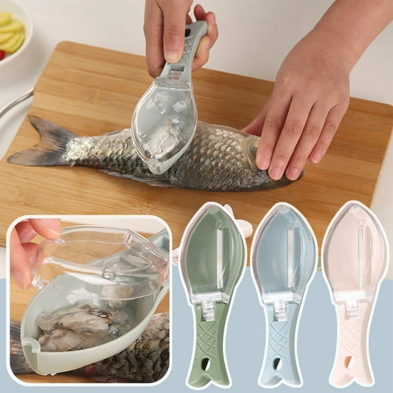 Manual Scale Remover With Cover, Handheld Kitchen Scraper For Efficient Fish Scale Removal, Manual Operation For Home Kitchen Use, Covered Design To Prevent Scale Splashes,
